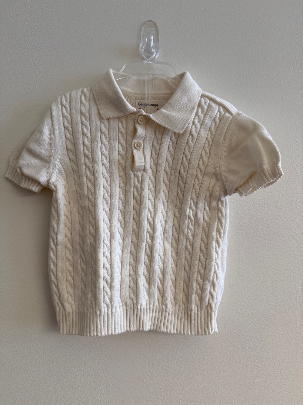 Gingersnaps Cream Cable-Knit Polo Top for Kids